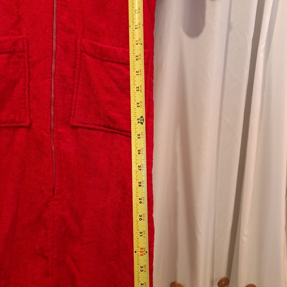 Vintage Gertrude Davenport New York Small Red Terry Cloth Robe Dress w/Pockets - Picture 2 of 16